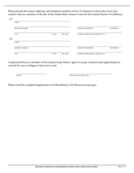 Pro Bono Limited-Scope Representation Panel Application Form - California, Page 2