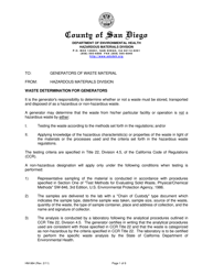 Form HM-984 Waste Determination for Generators - County of San Diego, California