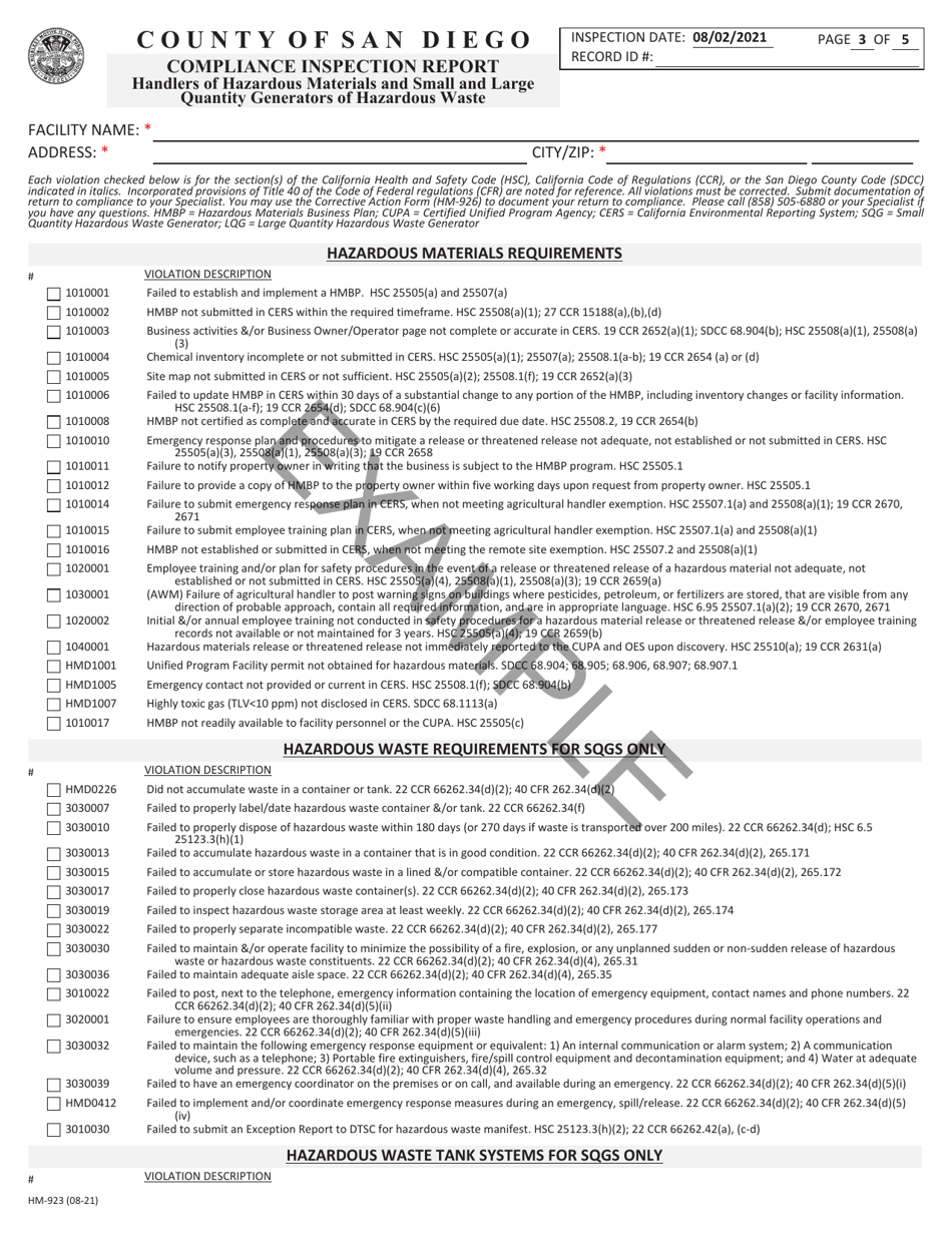 Form HM923 Fill Out, Sign Online and Download Printable PDF, County