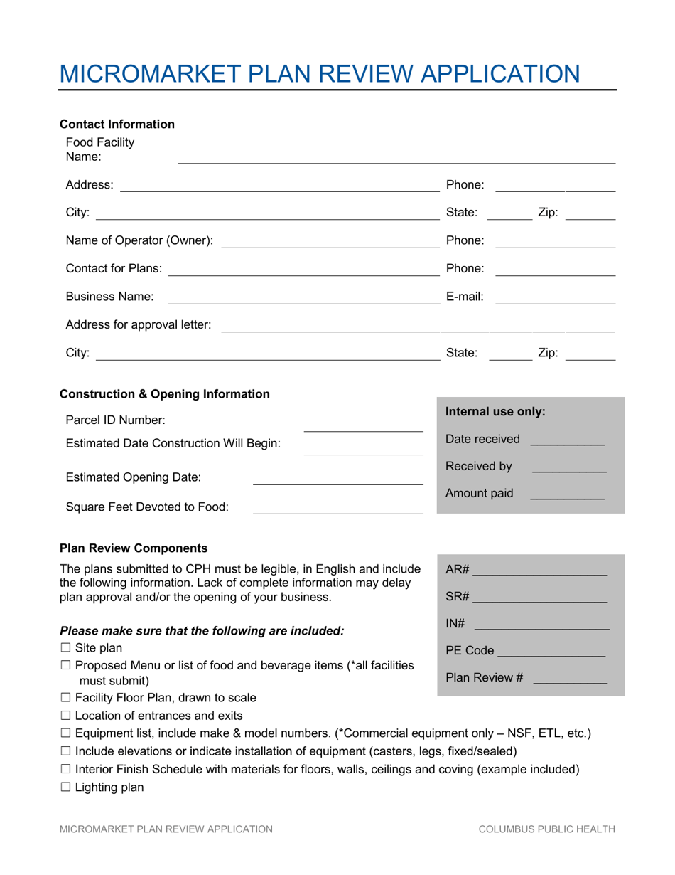 Micromarket Plan Review Application - City of Columbus, Ohio, Page 3