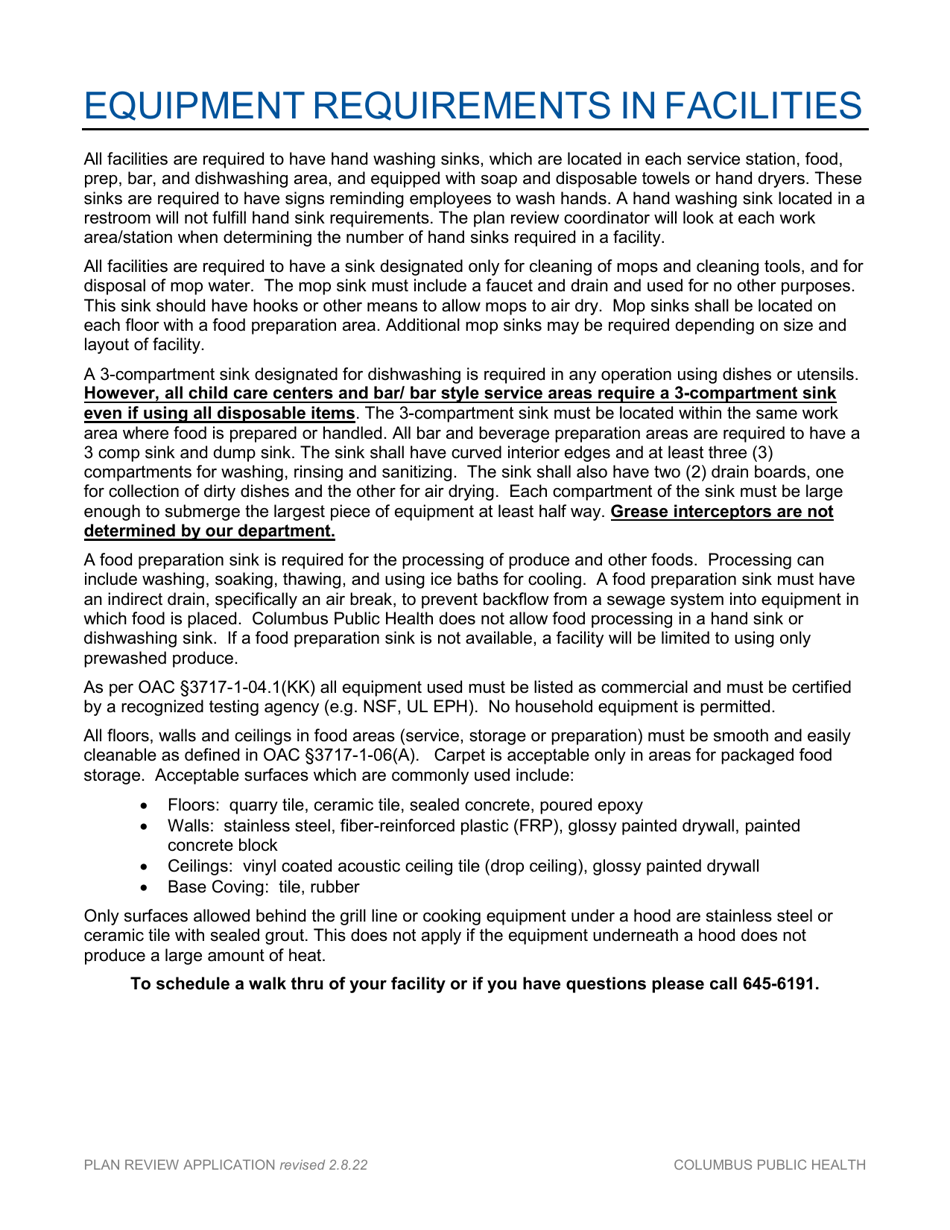 Food Business Plan Review Application - City of Columbus, Ohio, Page 4