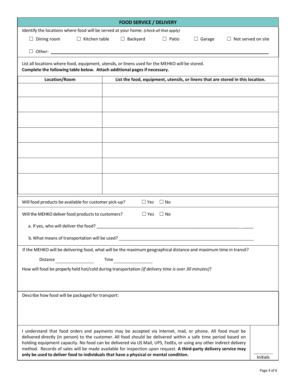 Microenterprise Home Kitchen Operation (Mehko) Standard Operating Procedures (Sop) - County of San Diego, California, Page 4