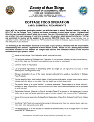 Cottage Food Operation Application Submittal Requirements - County of San Diego, California, Page 2