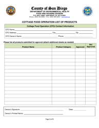 Class a Cottage Food Operation Application - County of San Diego, California, Page 9