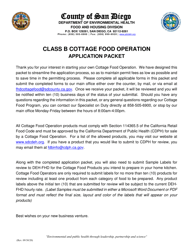 Document preview: Class B Cottage Food Operation Application - County of San Diego, California