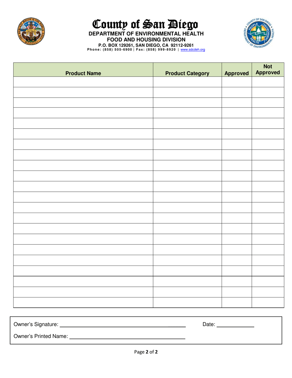 Class B Cottage Food Operation Application - County of San Diego, California, Page 10