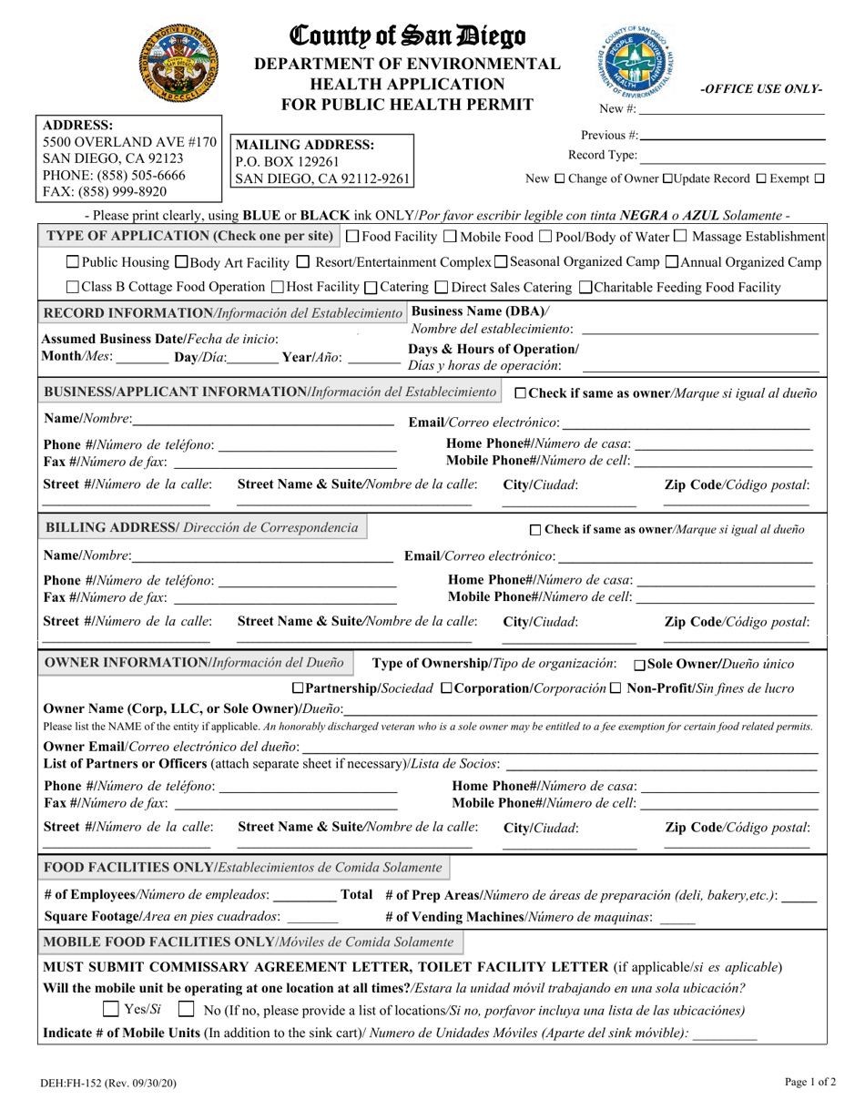 Class B Cottage Food Operation Application - County of San Diego, California, Page 6