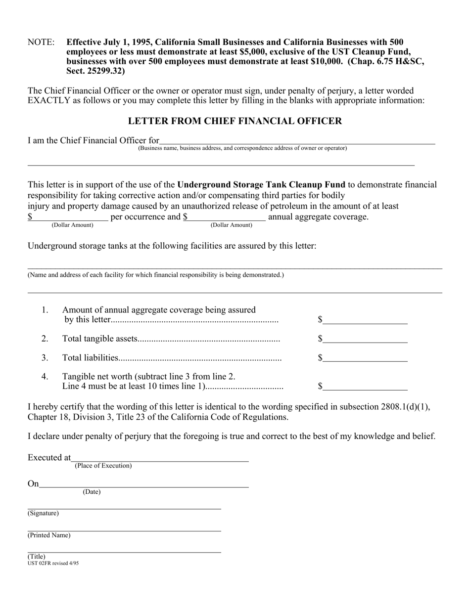 Form UST02FR Exhibit B Letter From Chief Financial Officer - County of San Diego, California, Page 2