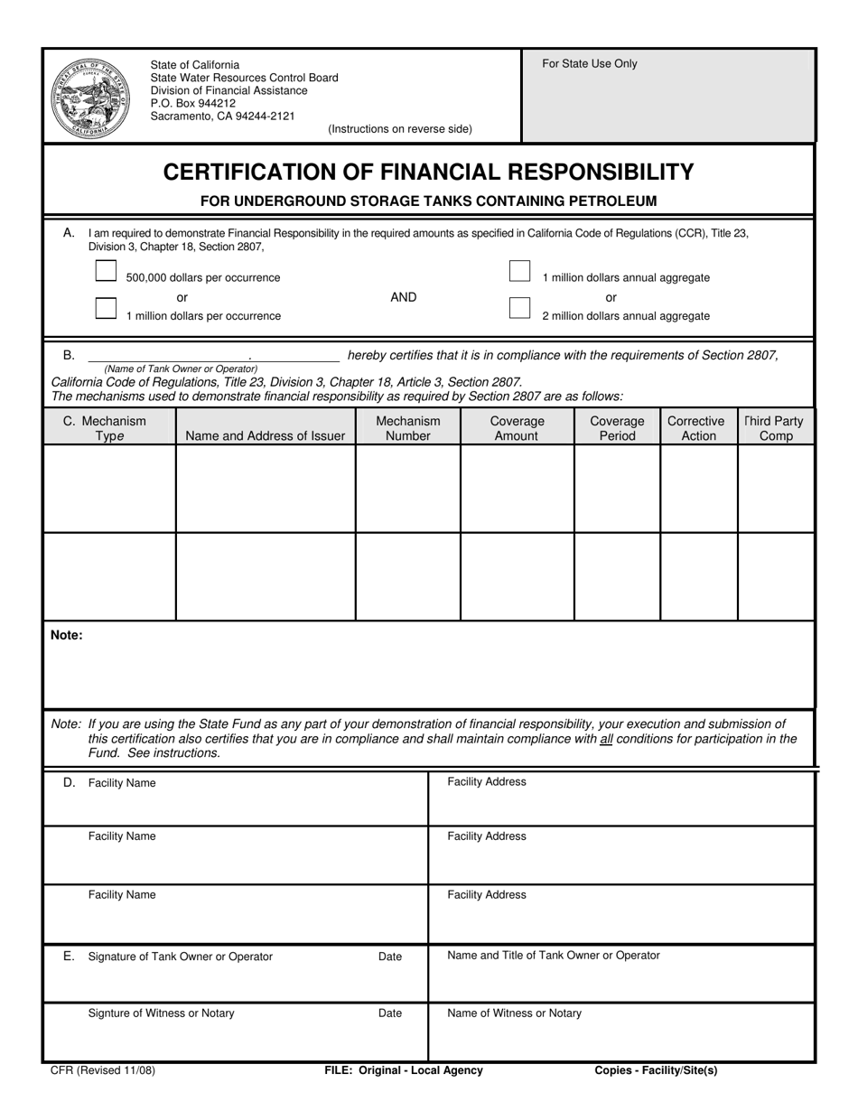 Certification of Financial Responsibility for Underground Storage Tanks Containing Petroleum - County of San Diego, California, Page 2