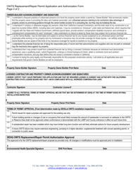 Owts Replacement/Repair Permit Application and Authorization Form - County of San Diego, California, Page 2