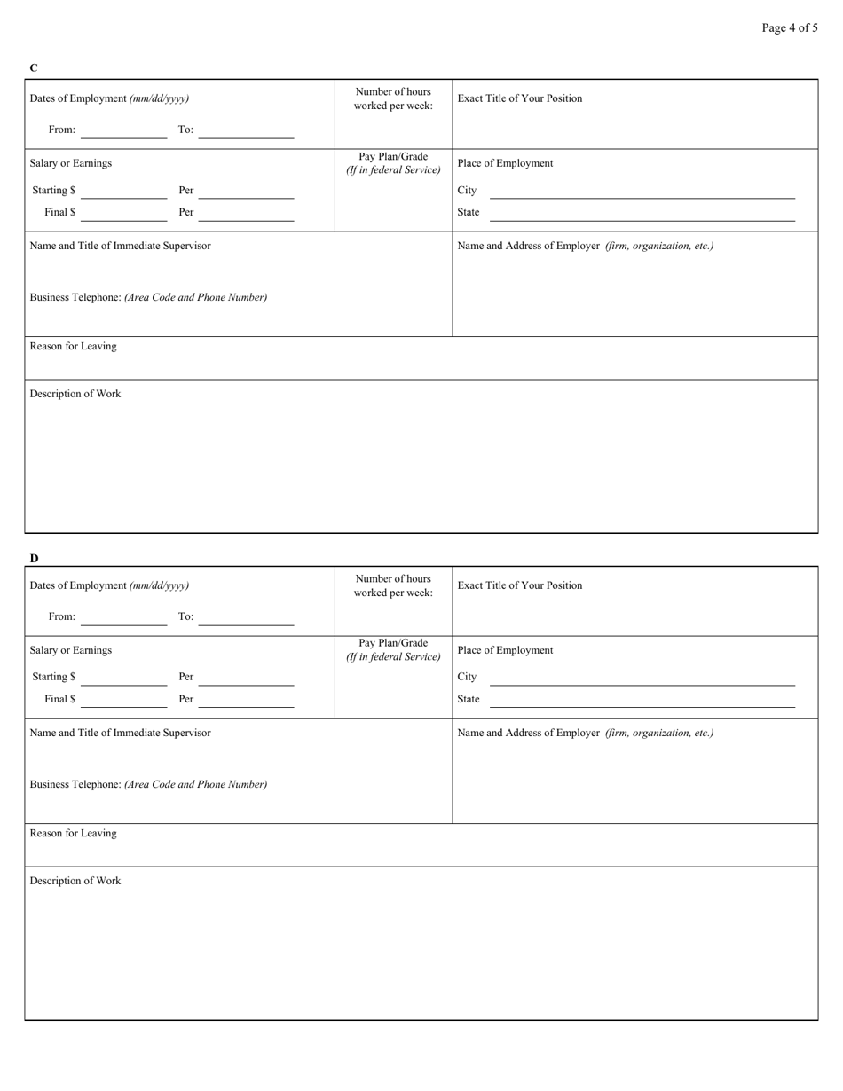 Form AO78 Application for Employment, Page 4
