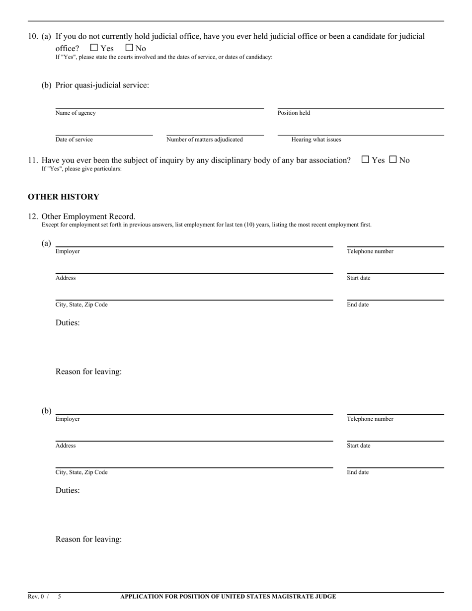 California Application for Position of United States Magistrate Judge ...