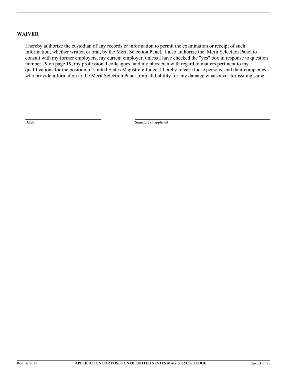 Application for Position of United States Magistrate Judge - California, Page 22