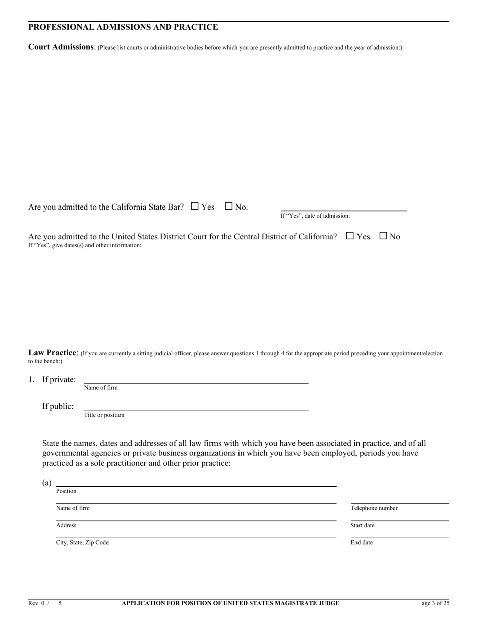 Application for Position of United States Magistrate Judge - California, Page 4