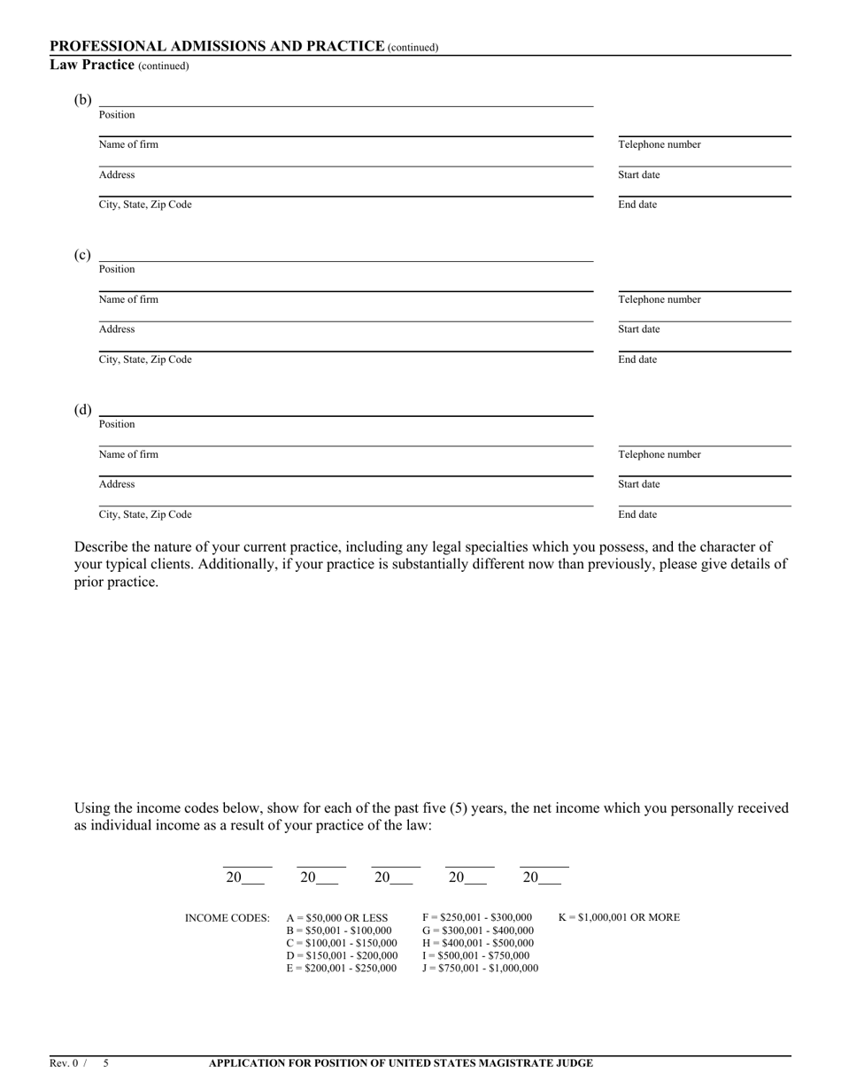 California Application for Position of United States Magistrate Judge ...