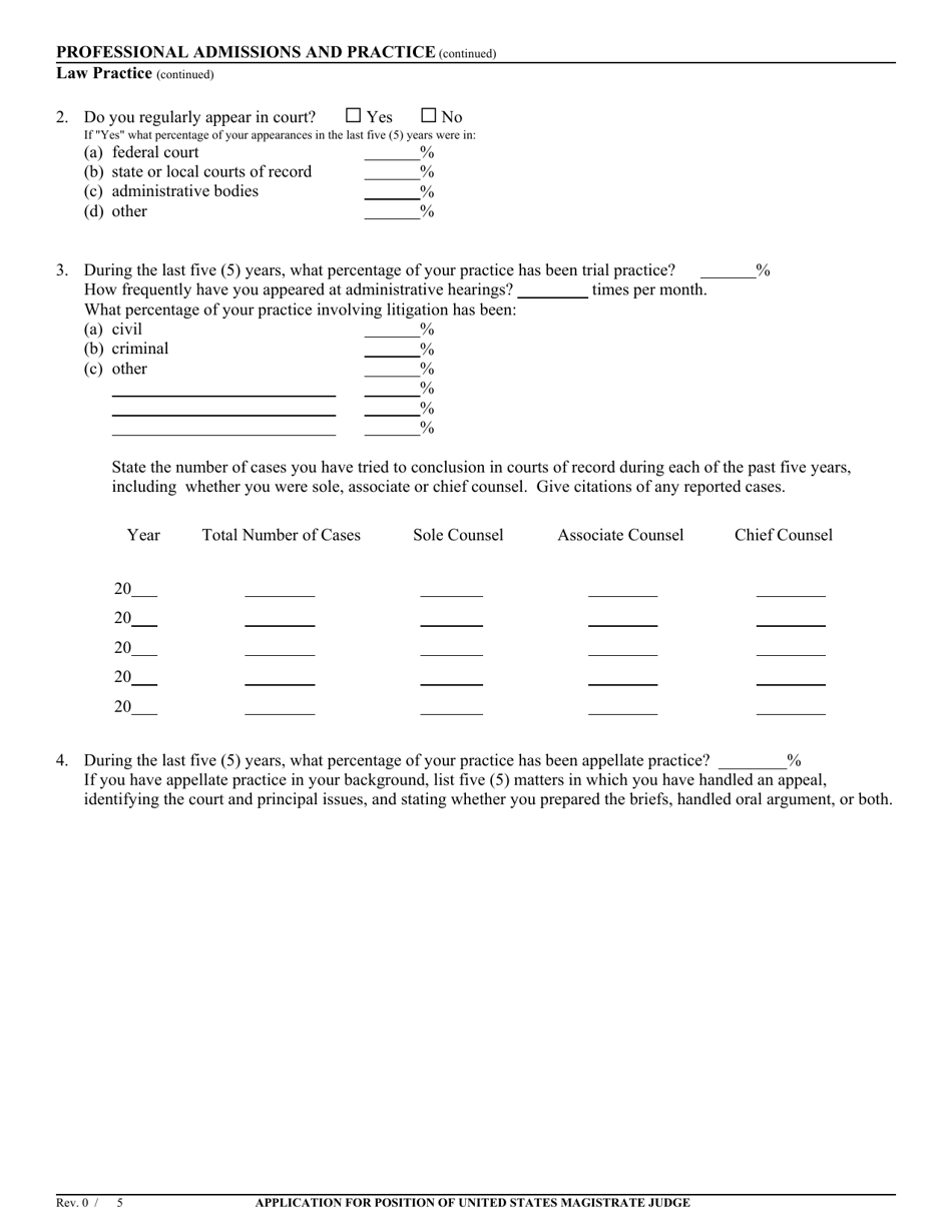 Application for Position of United States Magistrate Judge - California, Page 6