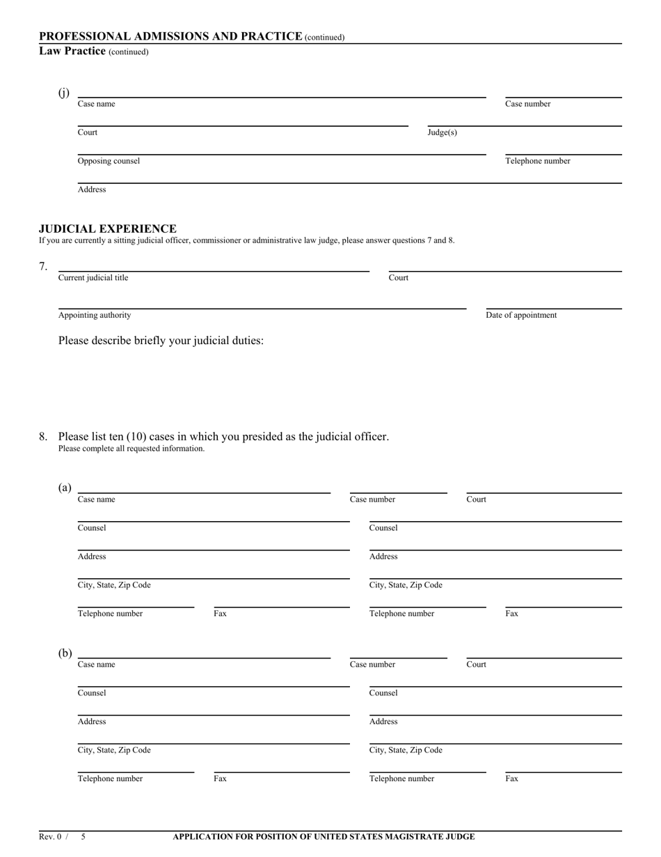 California Application for Position of United States Magistrate Judge ...