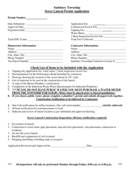 Document preview: Sewer Lateral Permit Application - Sadsbury Township, Pennsylvania