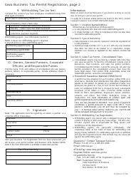 Form 78-005a &quot;Business Tax Permit Registration&quot; - Iowa, Page 2