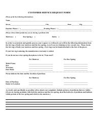 Document preview: Customer Service Request Form - Mattress City