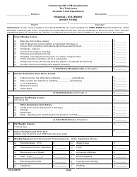 Document preview: Form JV-33 Financial Statement (Short Form) - Massachusetts