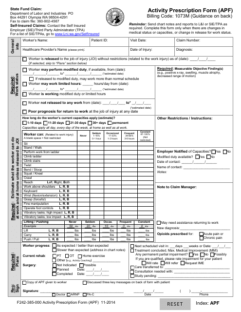 Form F242 385 000 Download Fillable PDF Or Fill Online Activity 