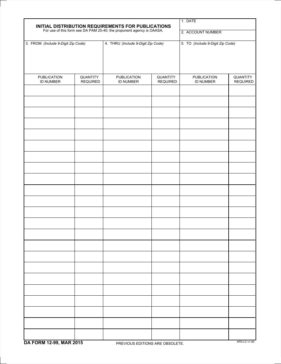 DA Form 12-99 - Fill Out, Sign Online and Download Fillable PDF ...