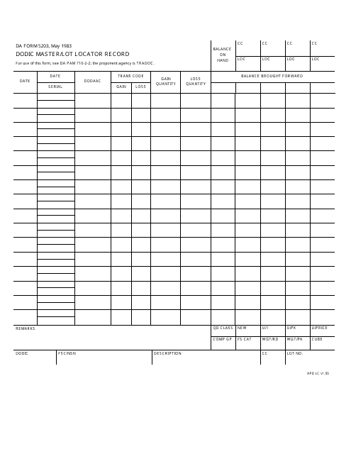 DA Form 5203  Printable Pdf