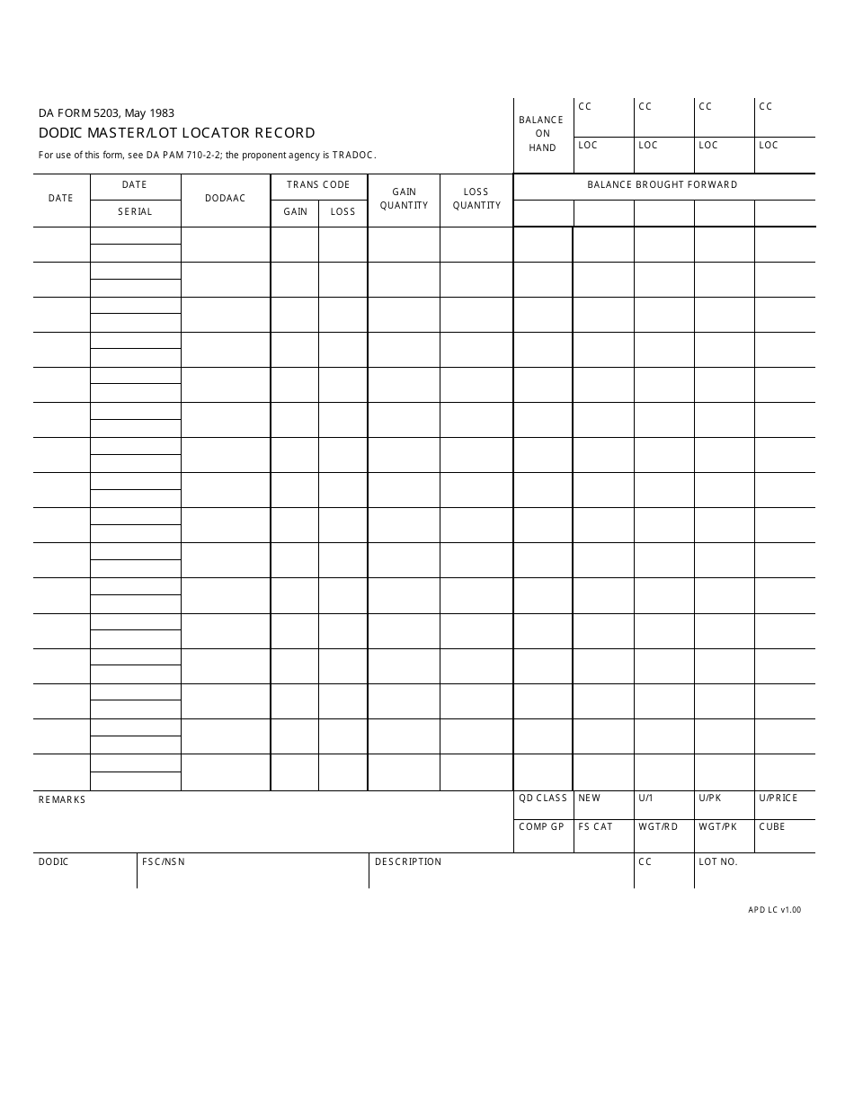 DA Form 5203 - Fill Out, Sign Online and Download Fillable PDF ...