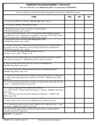 TRADOC Form 240-r-e Ammunition Management Checklist