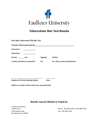 Document preview: Tuberculosis Skin Test Results - Faulkner University - Alabama