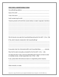 &quot;Fire Drill Monitoring Form&quot;