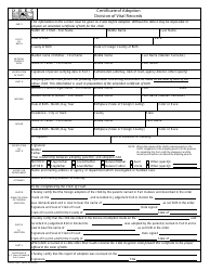 DHEC Form 0671 &quot;Certificate of Adoption&quot; - South Carolina