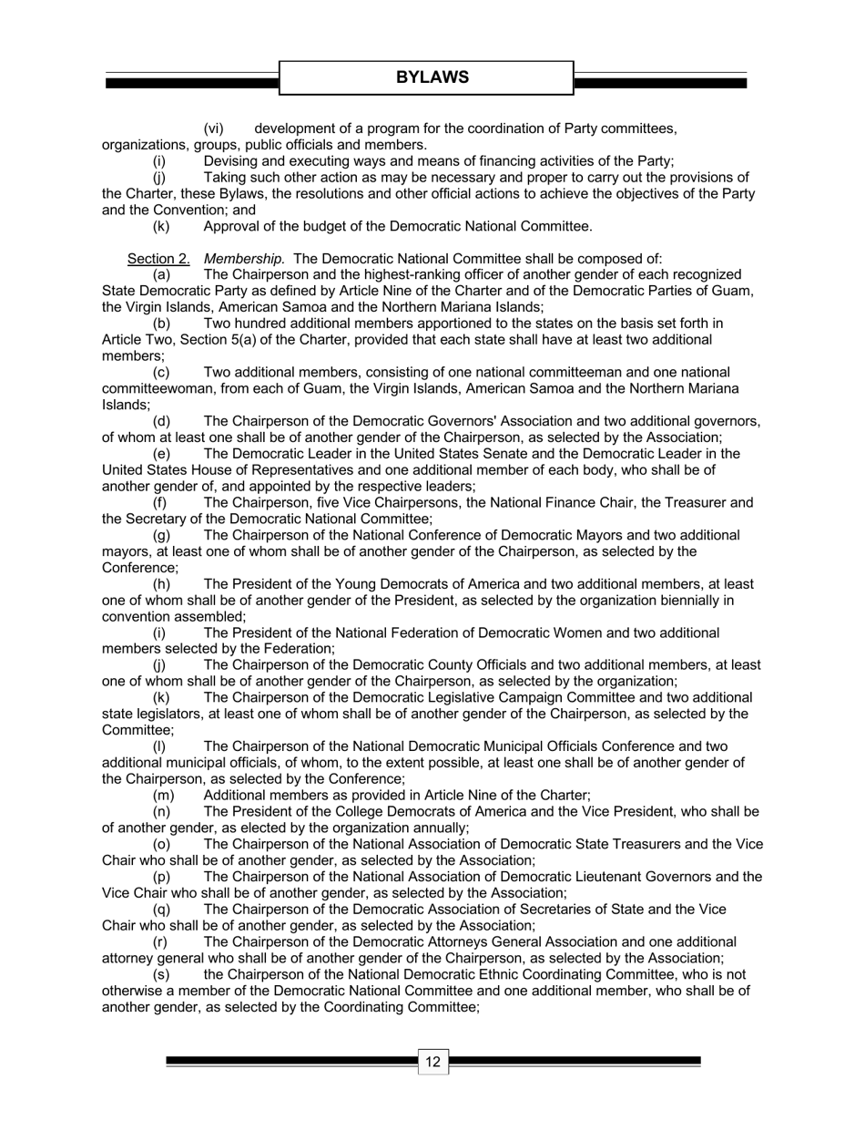 The Charter  the Bylaws of the Democratic Party of the United States - the Democratic National Committee, Page 14