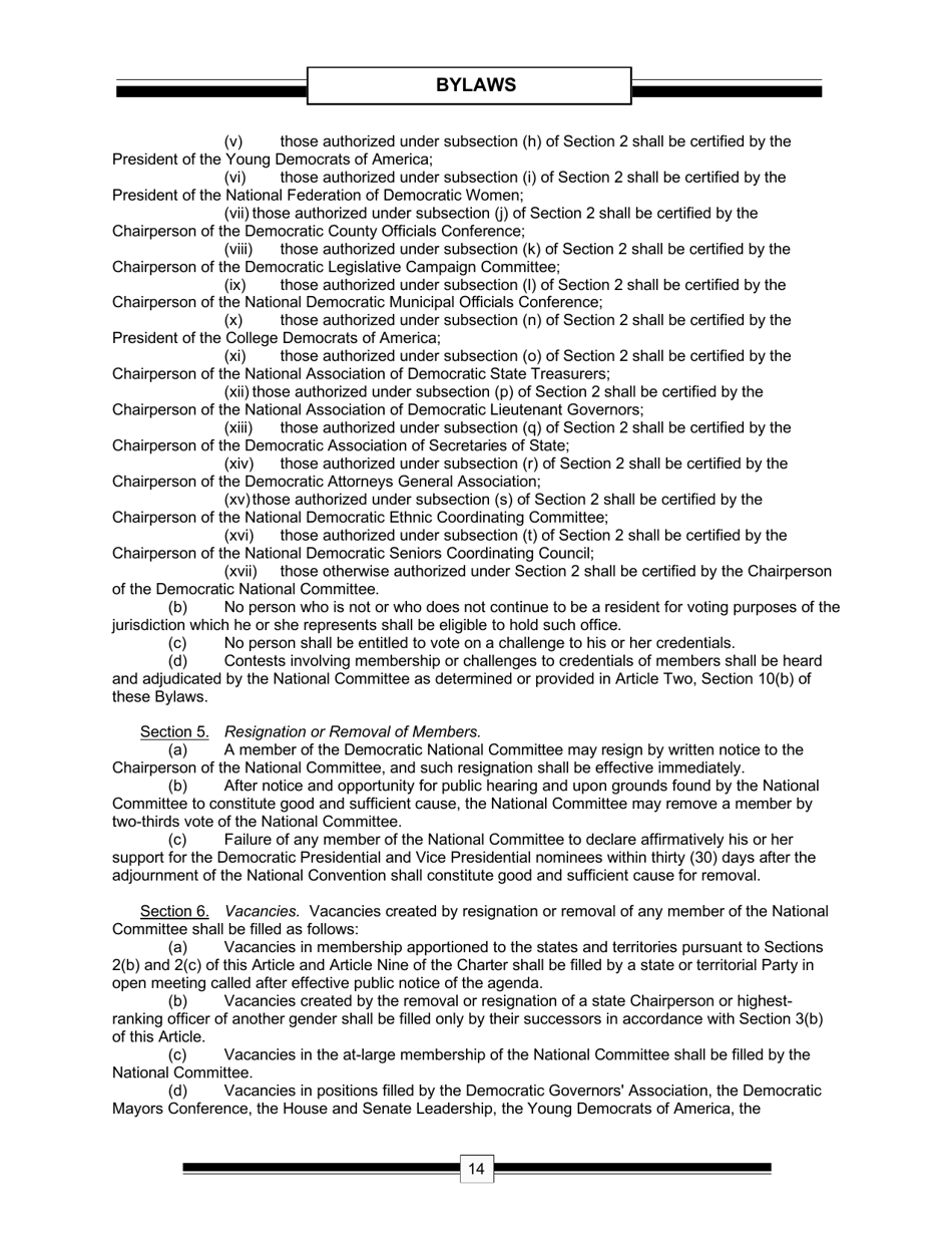 The Charter  the Bylaws of the Democratic Party of the United States - the Democratic National Committee, Page 16