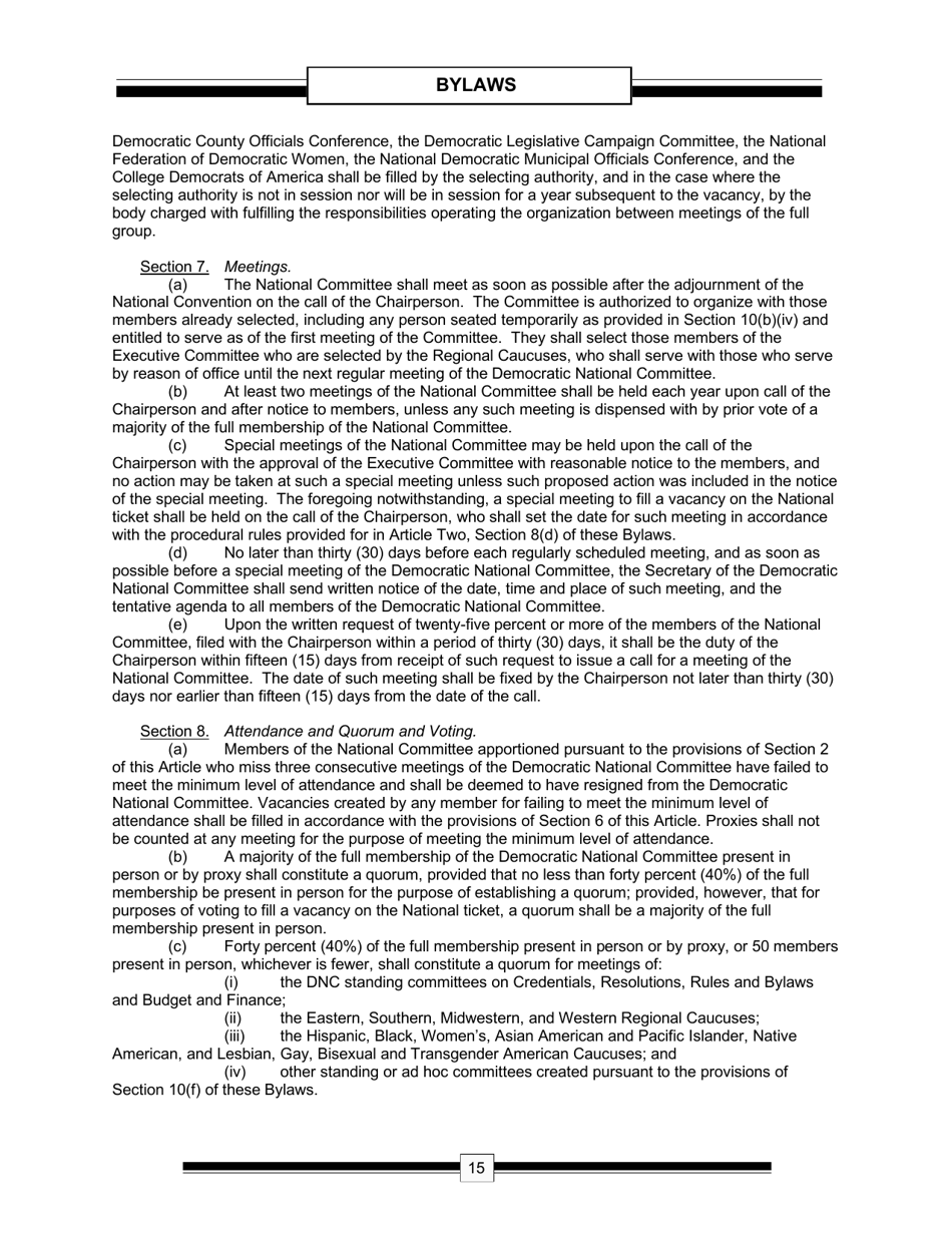 The Charter  the Bylaws of the Democratic Party of the United States - the Democratic National Committee, Page 17