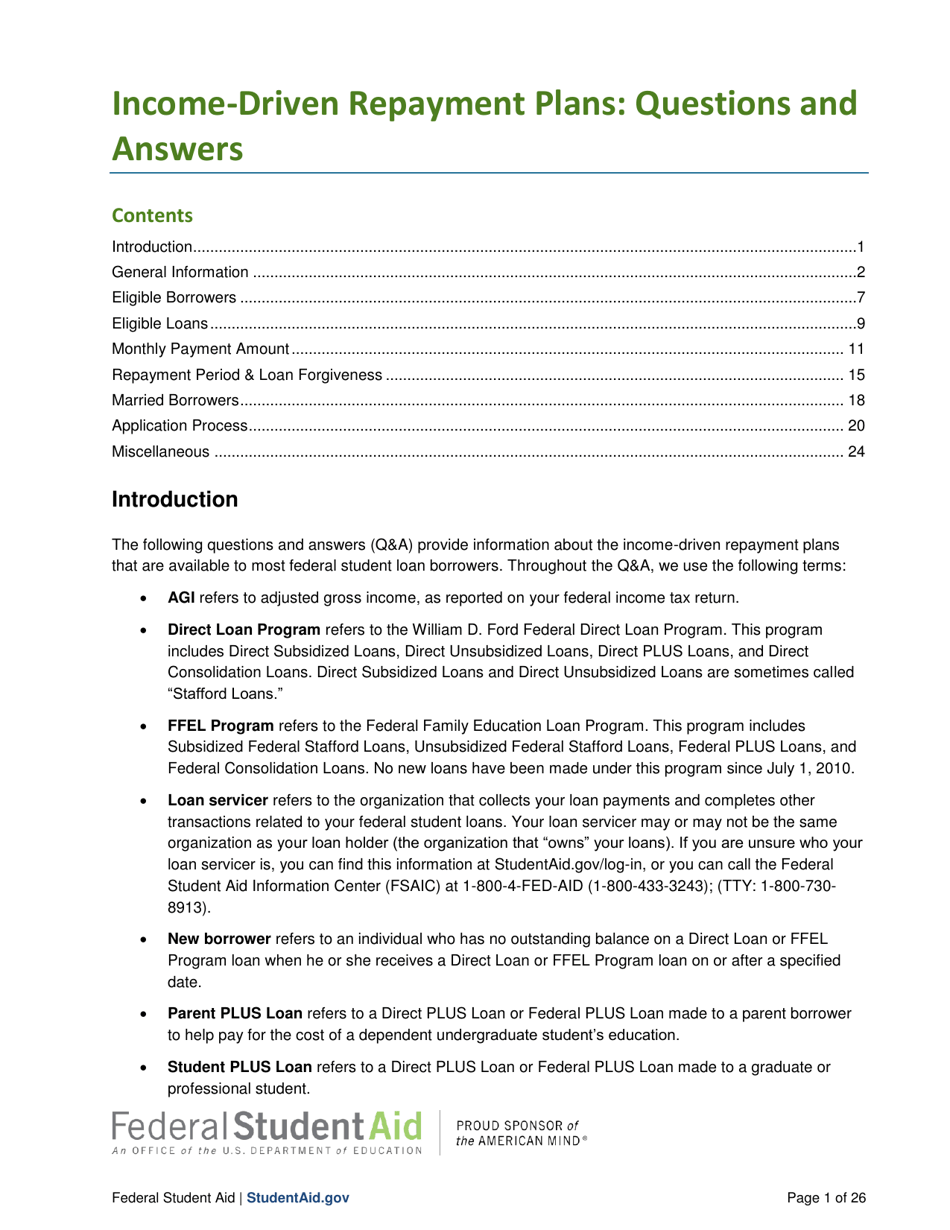 Repayment Plans Questions and Answers Fill Out, Sign