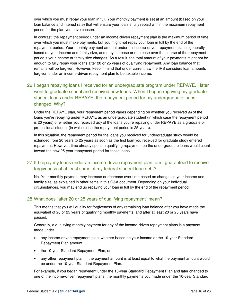 Income-Driven Repayment Plans: Questions and Answers, Page 16