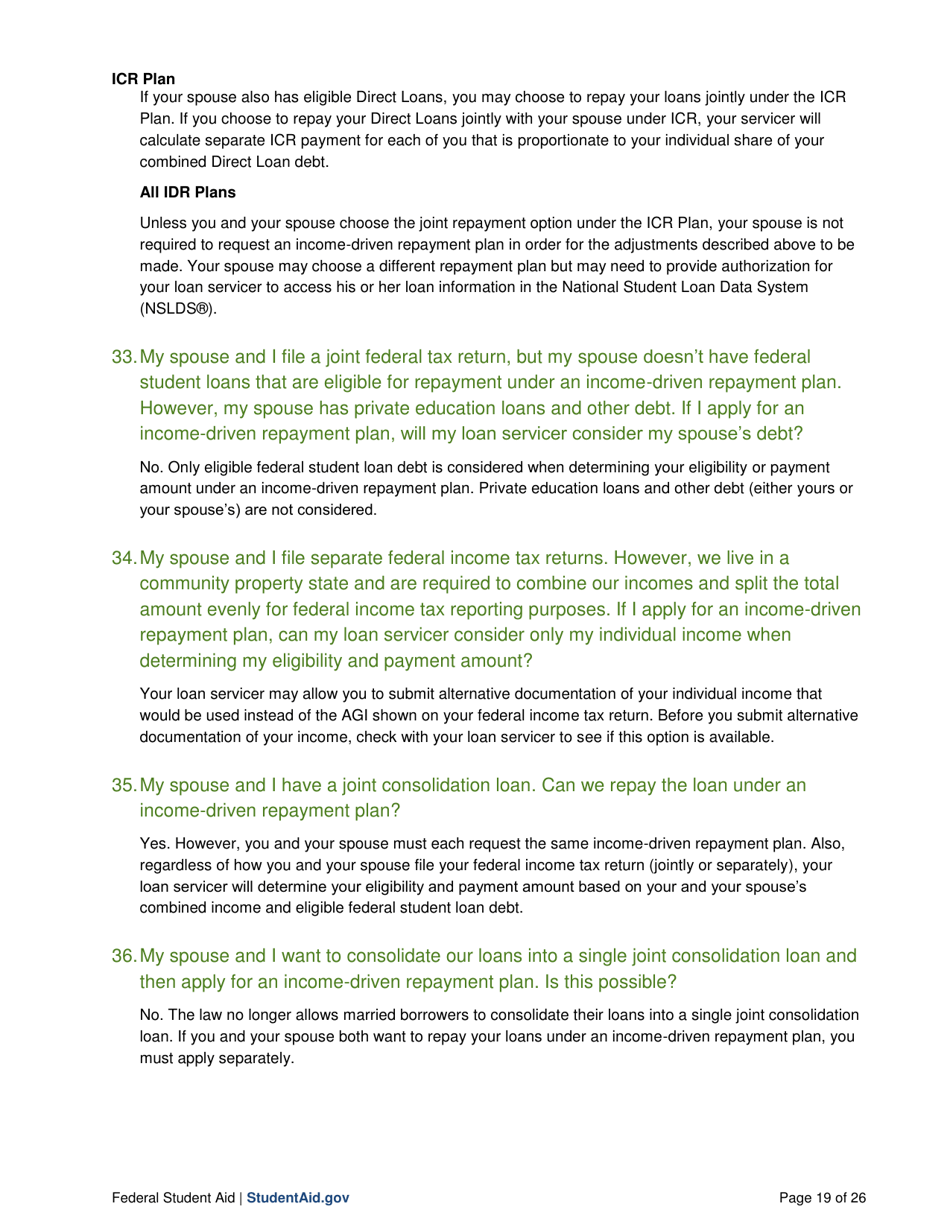 Income-Driven Repayment Plans: Questions and Answers, Page 19