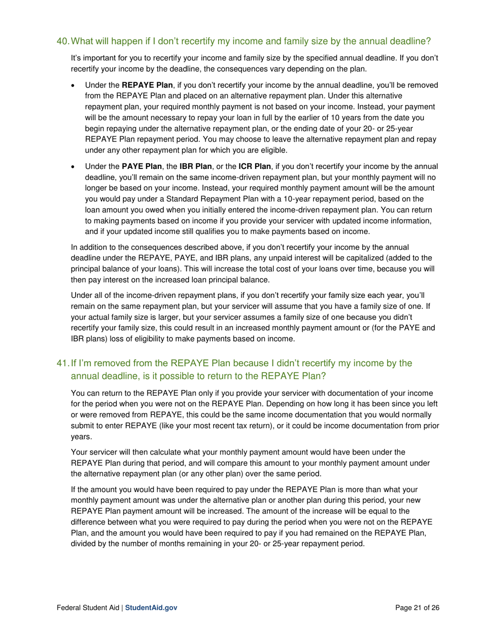 Income-Driven Repayment Plans: Questions and Answers, Page 21