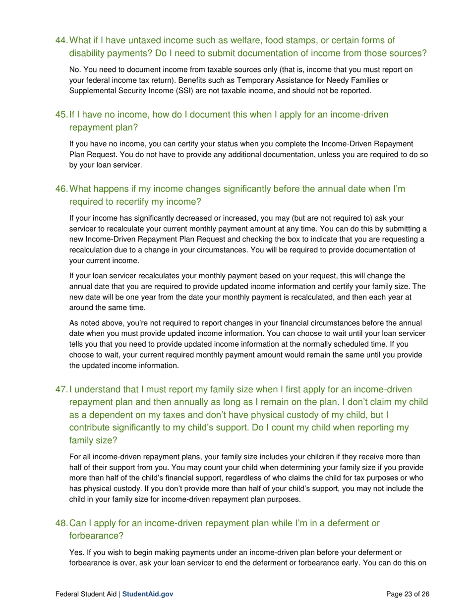 Income-Driven Repayment Plans: Questions and Answers, Page 23