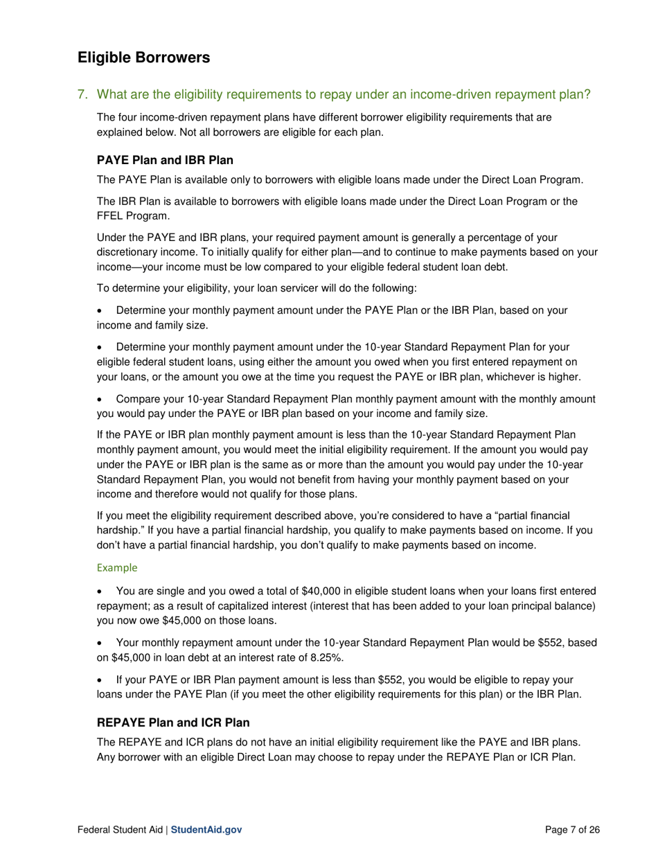 Income-Driven Repayment Plans: Questions and Answers, Page 7