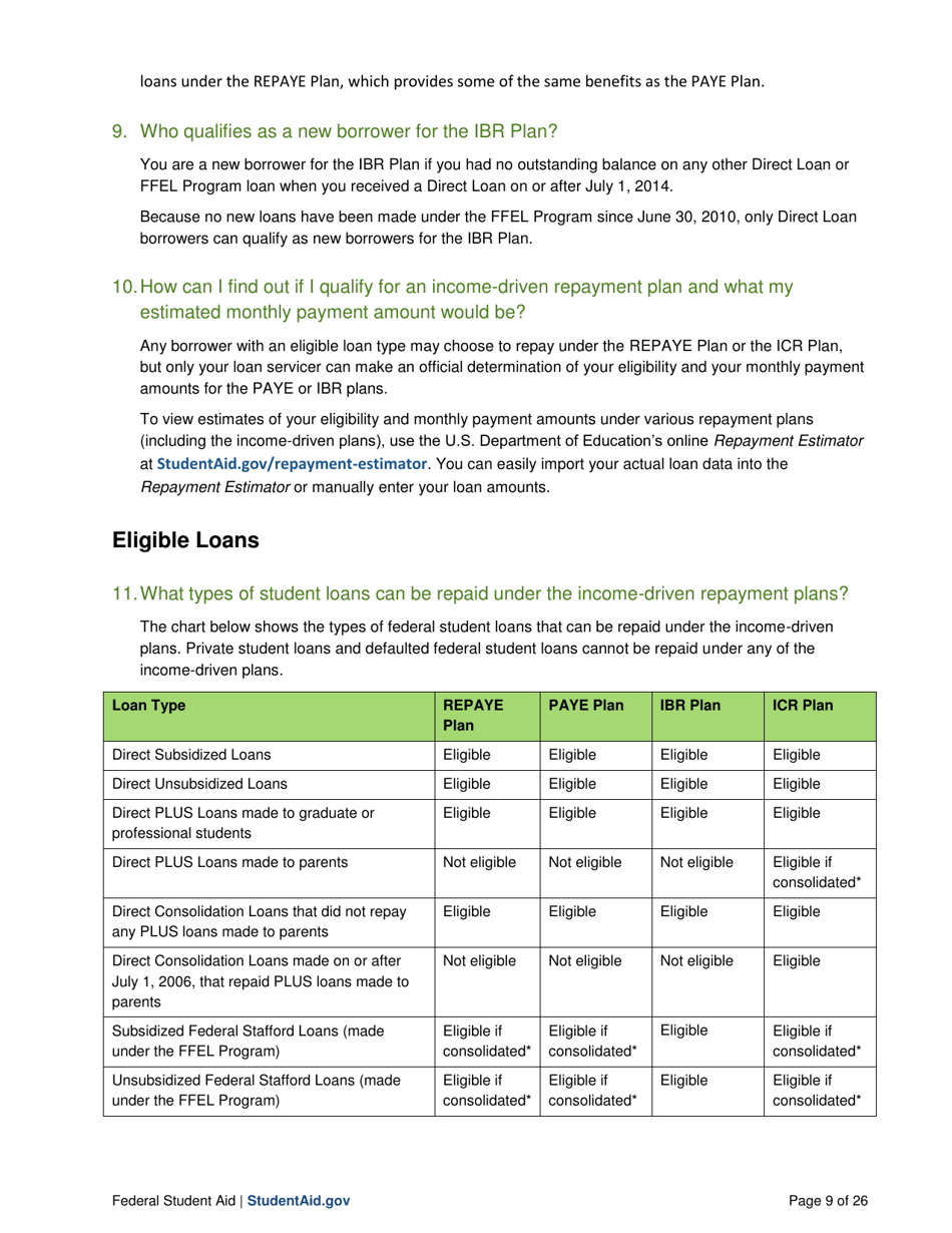 Income-Driven Repayment Plans: Questions and Answers, Page 9