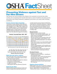 Preventing Violence Against Taxi and for-Hire Drivers Fact Sheet