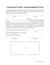 &quot;Notary Acknowledgment Form&quot; - Connecticut