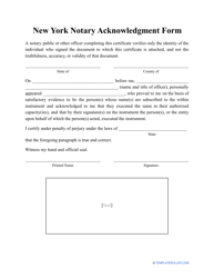 &quot;Notary Acknowledgment Form&quot; - New York