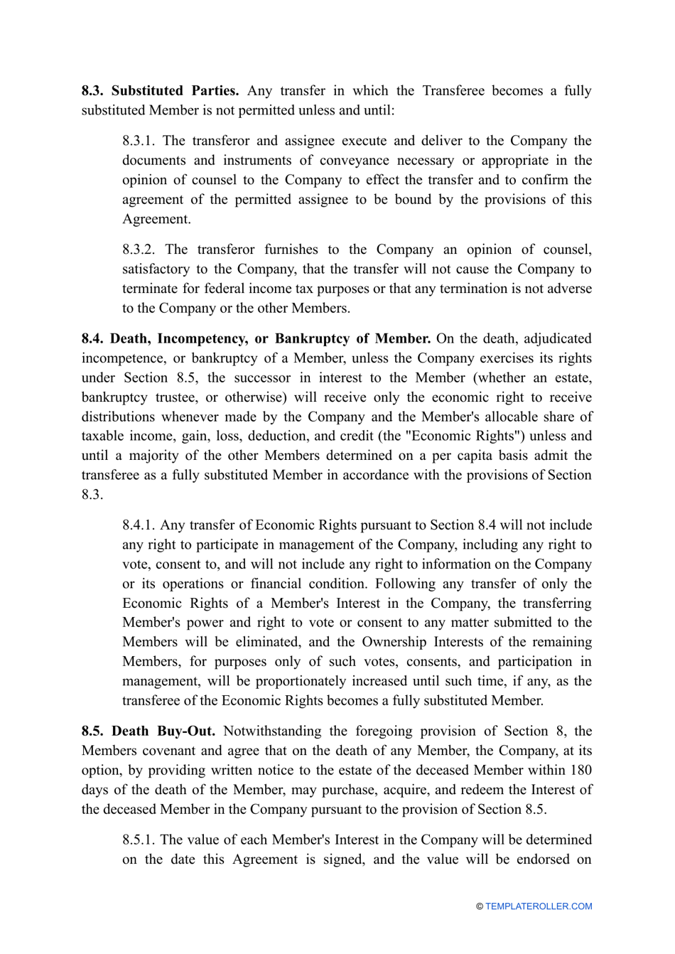 Multi-Member LLC Operating Agreement Template - Delaware, Page 6