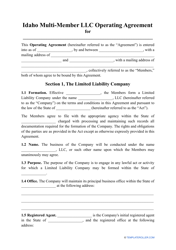 Multi-Member LLC Operating Agreement Template - Idaho