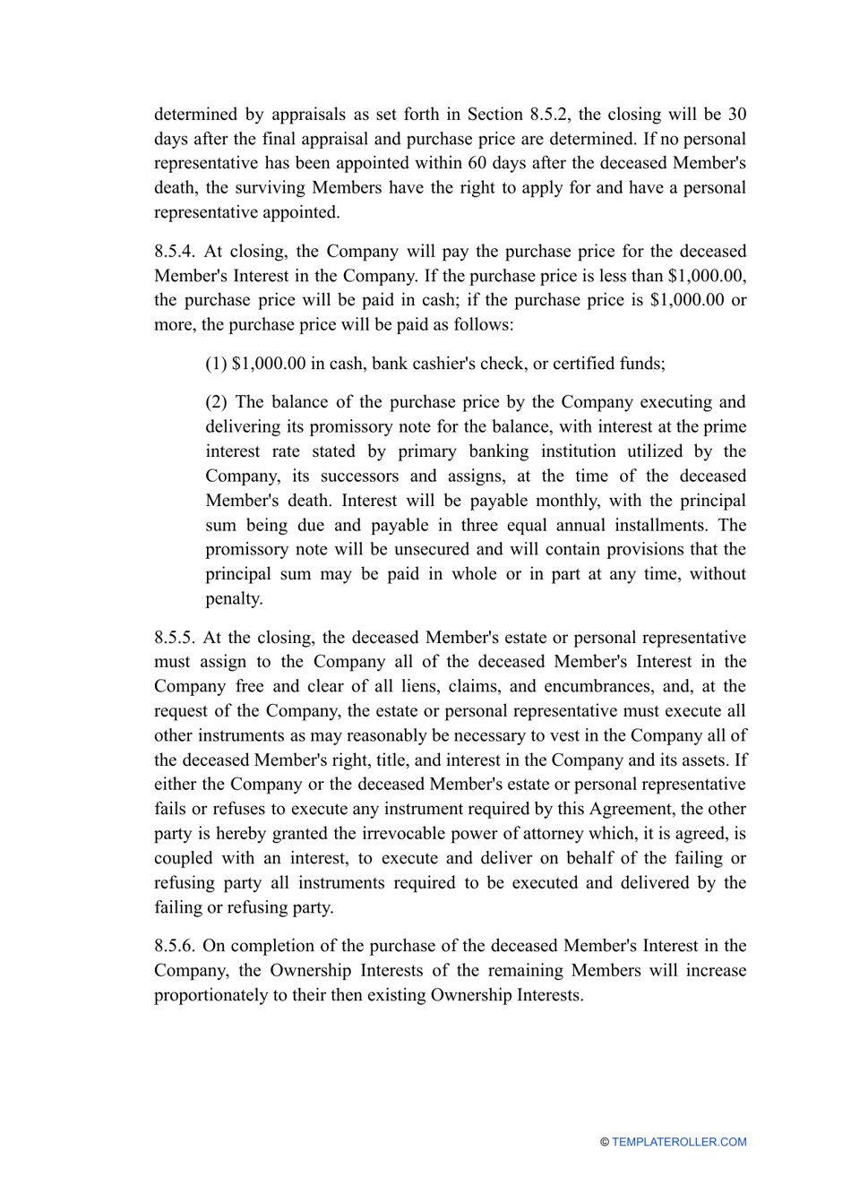 Multi-Member LLC Operating Agreement Template - Montana, Page 8