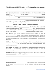 Document preview: Multi-Member LLC Operating Agreement Template - Washington